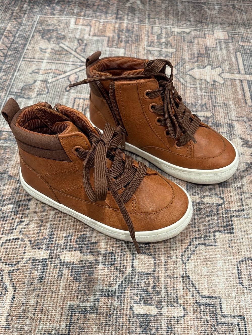 Kids Brown High-Top Sneakers - Comfortable Lace-Up Boots